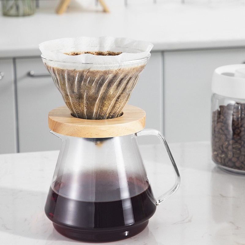 玻璃滤杯V60手冲咖啡滴漏杯加厚耐热滴滤式咖啡杯量勺
