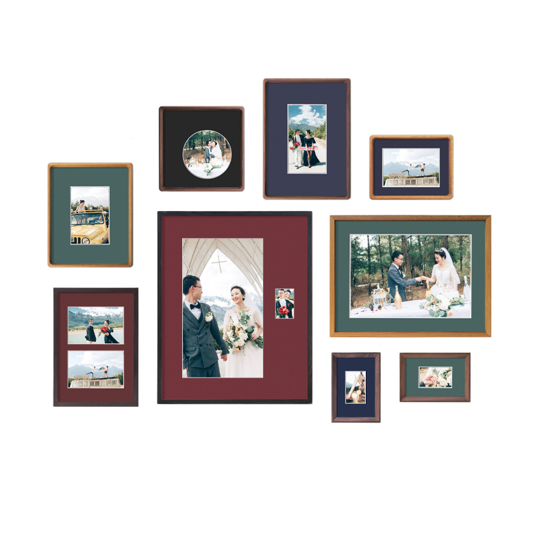 客厅照片墙相框组合挂墙照片墙装饰打印照片背景墙卧室实木相片墙