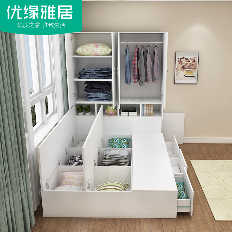 榻榻米衣柜床储物床一体小户型衣帽间多功能儿童床带衣柜子组合床