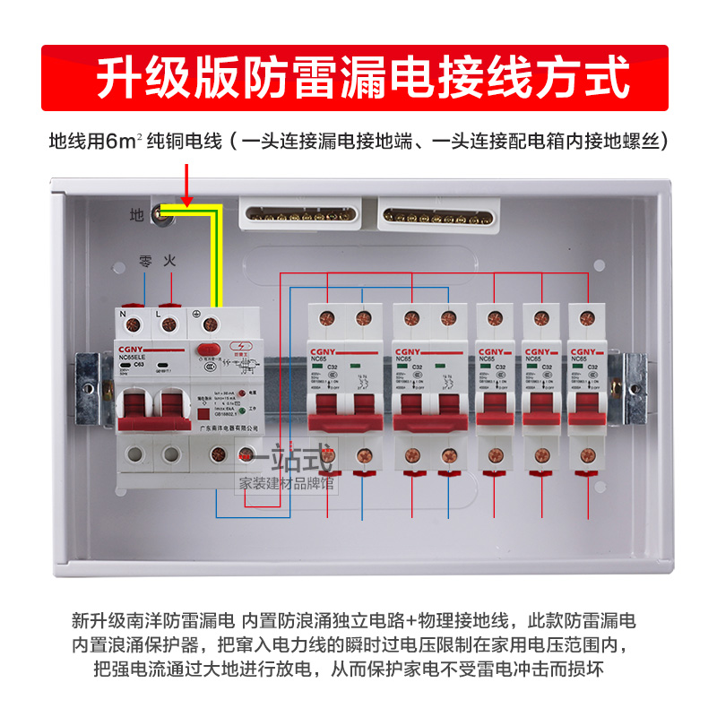 广东南洋电器漏电保护器家用总开关防雷浪涌电热水器断路器220V63