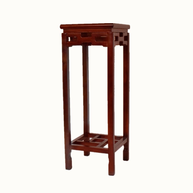 绿箩花架实木单个置物架方形落地中式仿古典客厅榆木花几盆景架子