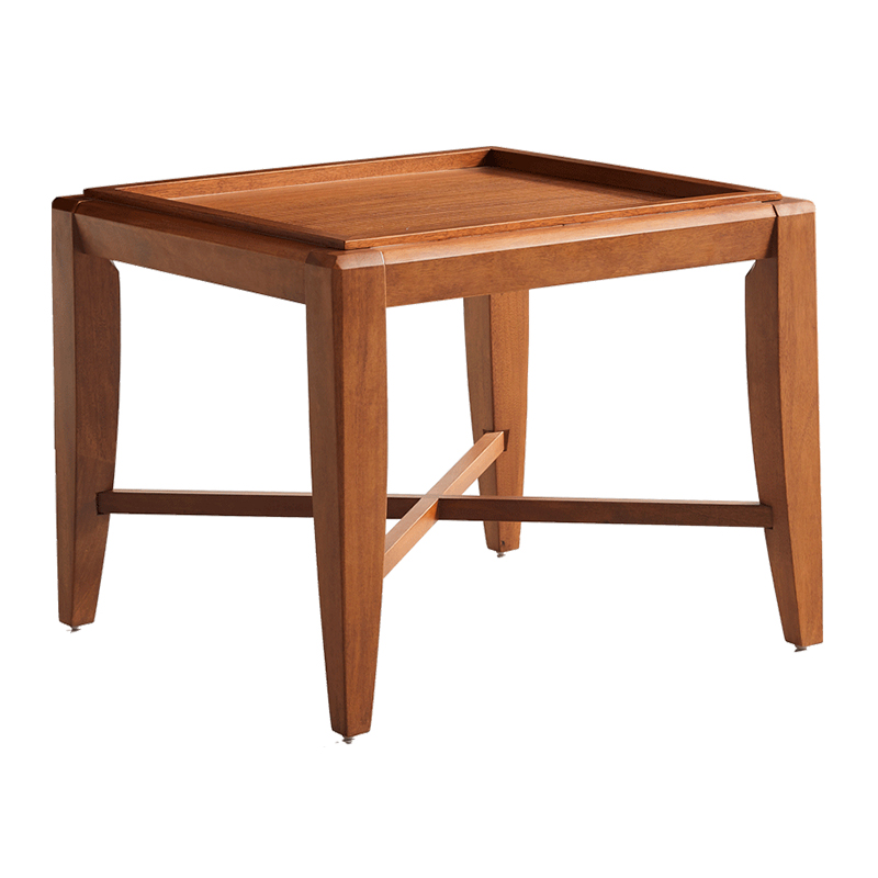 木夕新中式东南亚风格槟榔色家具胡桃木色实木方形边几角几置物桌