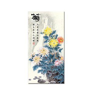 新中式梅兰竹菊挂画客厅画芯玄关沙发背景装饰画自粘贴画画芯打印