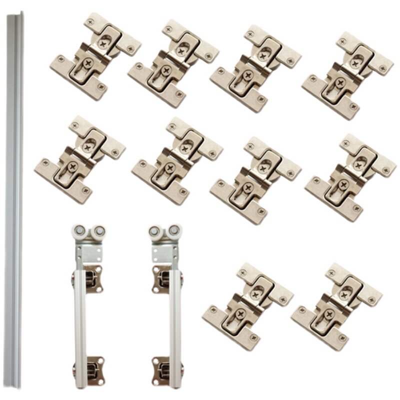 衣柜无下轨折叠门轨道衣帽间过道门推拉木质移门吊门滑轮五金配件