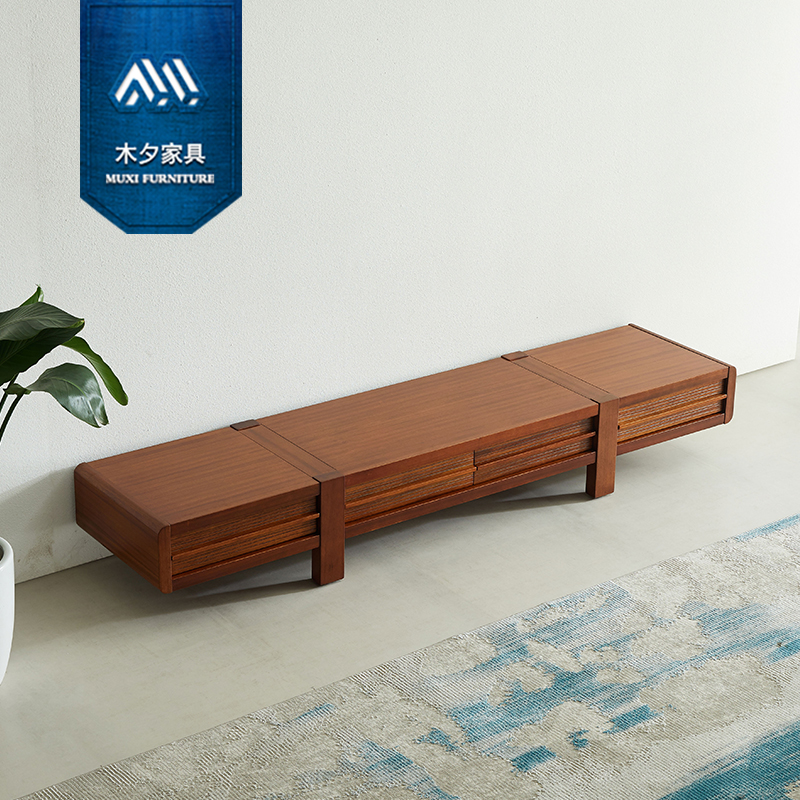 木夕新中式东南亚风格槟榔色家具胡桃木色大小户型地柜组合电视柜