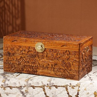 百年老樟木箱子仿古红樟木箱婚嫁结婚箱储物收纳箱字画箱收藏木箱