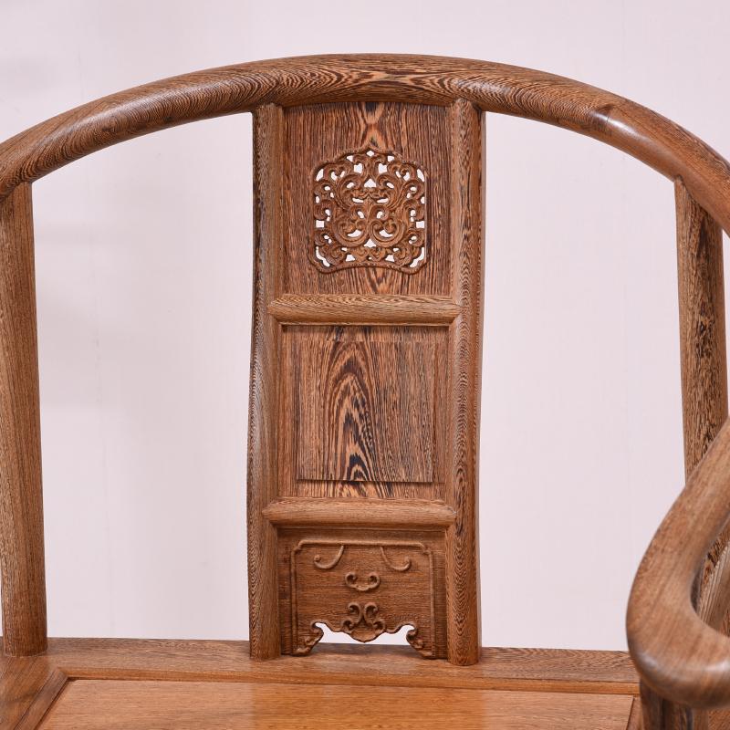 红木家具 鸡翅木圈椅 仿古中式实木太师椅皇宫椅茶椅书房单人椅子