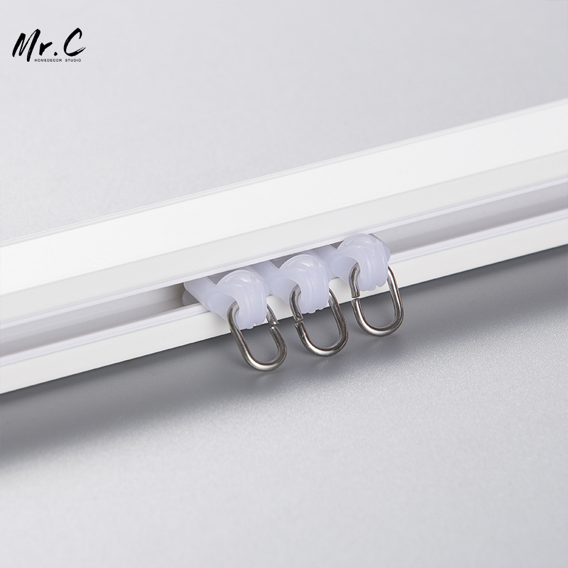 加厚加粗铝合金纳米静音单轨道顶装侧装消音客厅卧室阳台双轨道