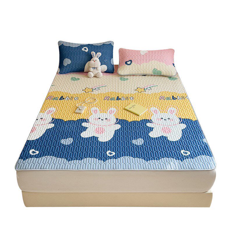 夏季A类冰丝乳胶凉席三件套床垫保护罩软席子全包防滑可水洗