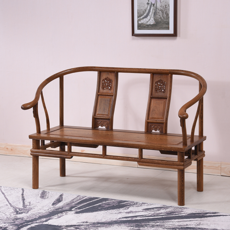 红木家具 鸡翅木沙发椅 2人古典仿古中式实木圈椅太师椅茶椅 椅子