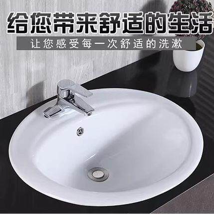 台上盆陶瓷洗脸盆圆形单盆复古艺术洗手盆欧式家用卫生间洗漱面盆