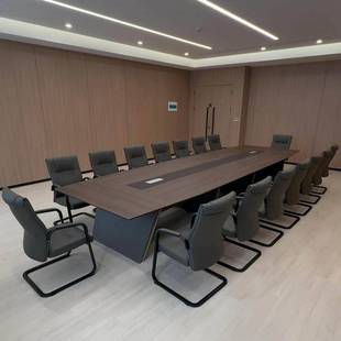 新中式实木会议桌大型会议室洽谈桌椅组合长桌现代简约培训桌长桌