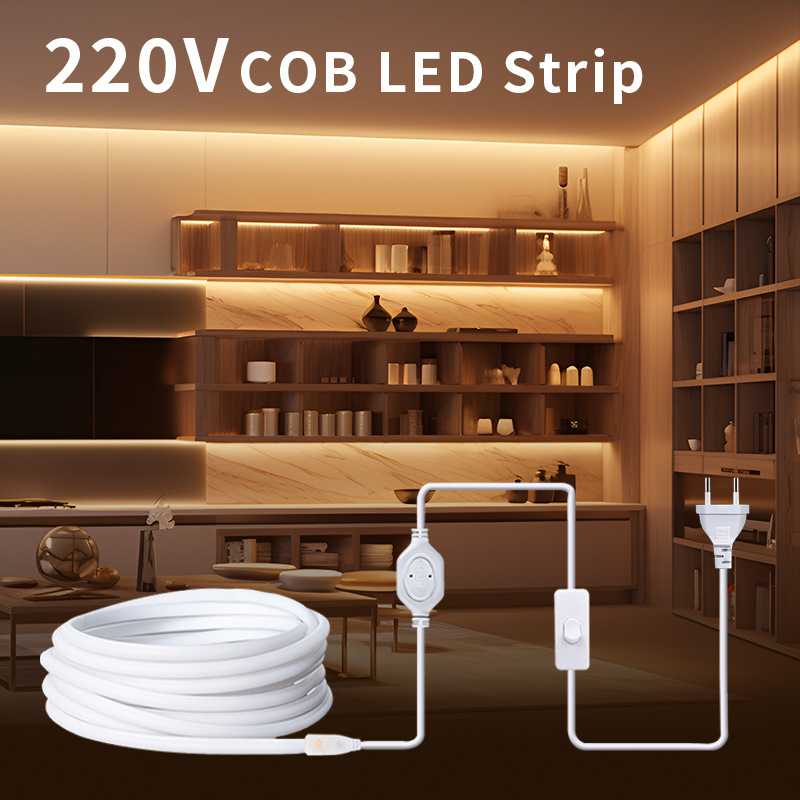 防水款220Vcob灯带led超亮庭院客厅吊顶室内外户外软灯条temu爆款