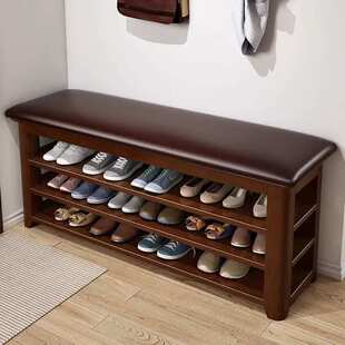 全实木鞋柜家用门口换鞋凳鞋架一体进门可坐穿鞋凳多层入户鞋架子