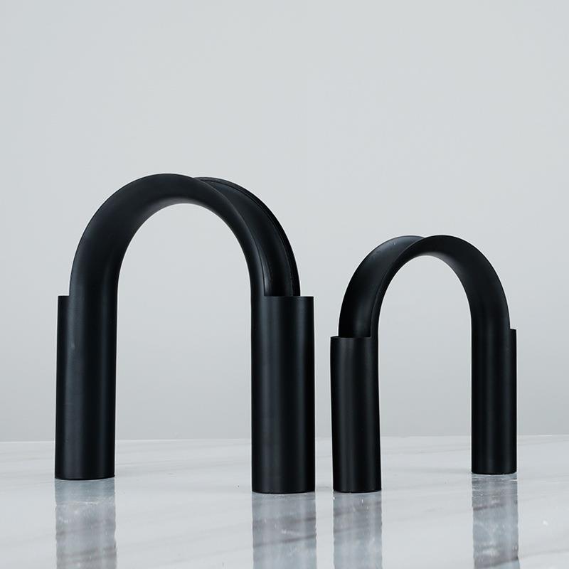 创意花瓶摆件客厅插花艺术北欧现代简约U型轻奢金属餐桌装饰花器