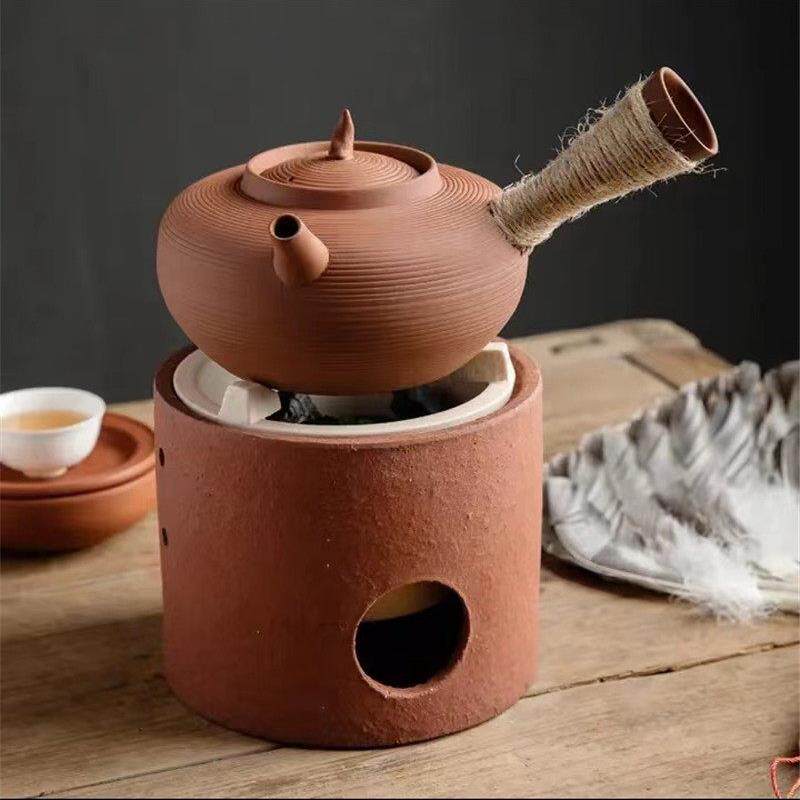 炭炉陶土老式红泥烧炭炉家用户外煮茶炉小型功夫煮茶器砂铫烧水壶