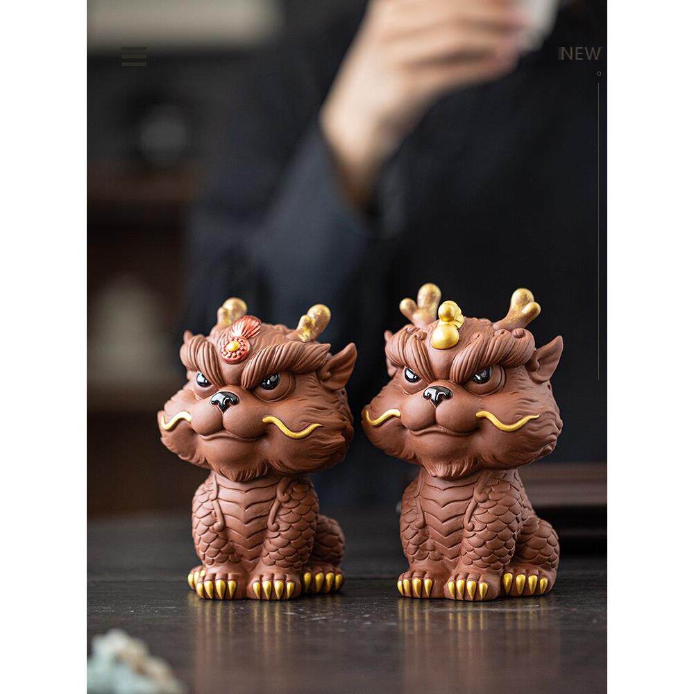 【瑞兽麒麟】紫砂桌面摆件招财祥瑞茶桌博古架装饰 玄学好物摆件