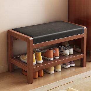 实木换鞋凳家用入户小户型穿鞋凳软包凳子鞋柜玄关鞋架进门口可坐