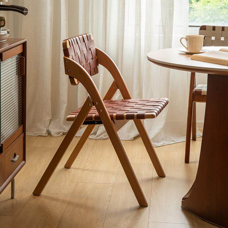 莱陌|覆古实木餐椅家用客厅小户型折叠椅可折叠椅子餐桌椅靠背椅