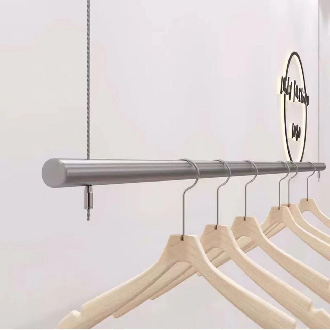服装店不锈钢吊架悬吊式天花板悬挂展示架侧挂简约女装挂衣杆橱窗
