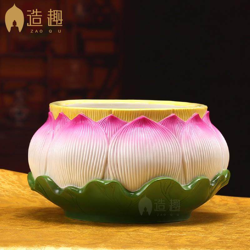 造趣陶瓷香炉家用供佛莲花香炉佛堂观音财神供奉烧香炉大号线香炉