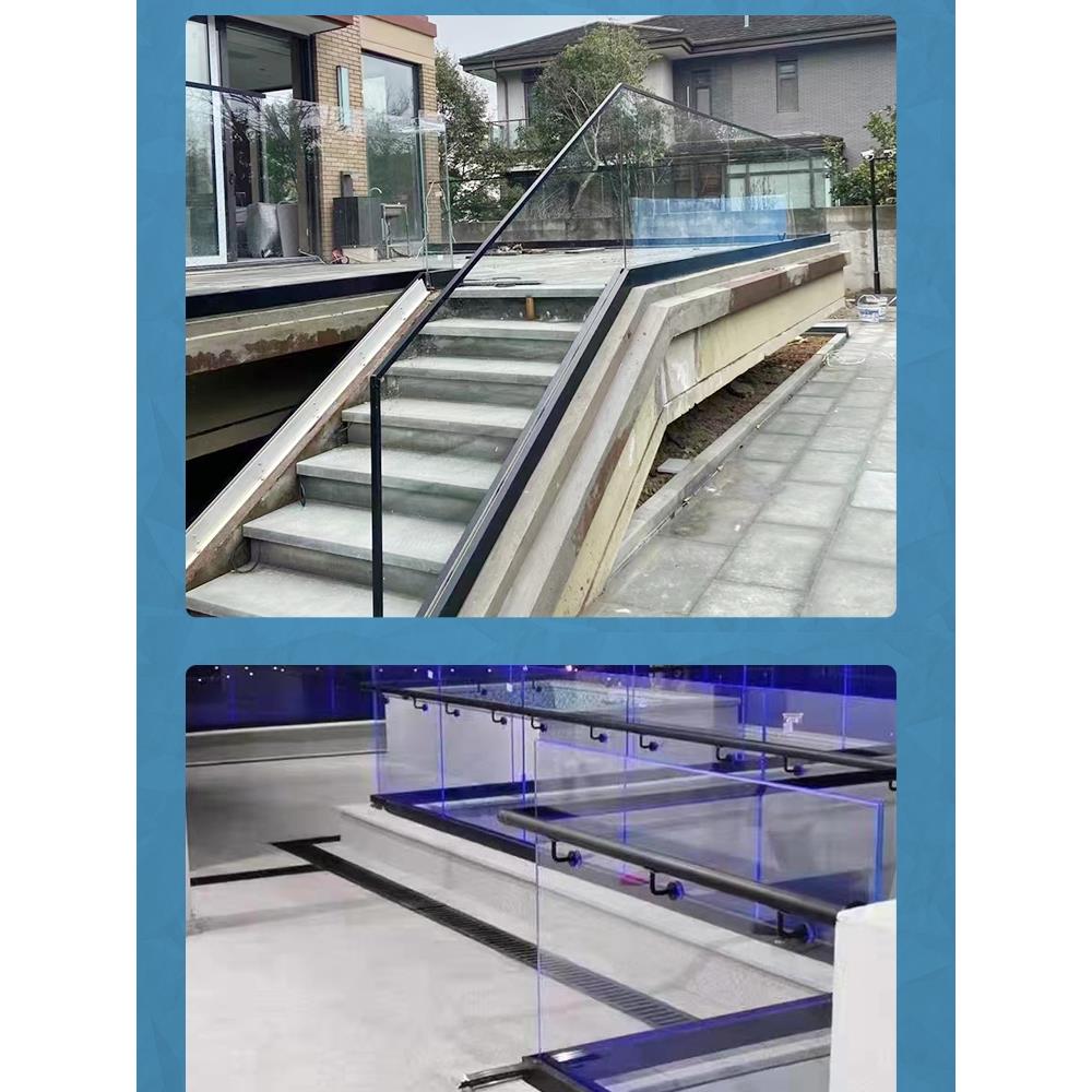 铝合金扶手明装玻璃卡槽护栏U型槽栏杆铝合金型材固定槽无框阳台