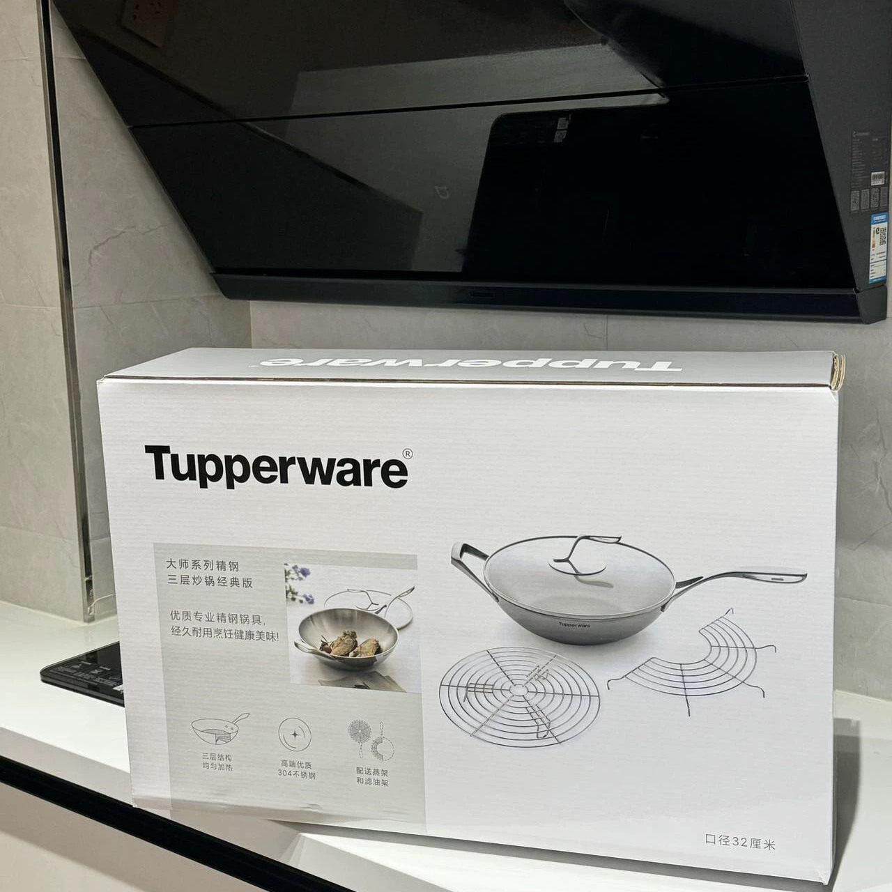 特百惠大师系列32cm不锈钢炒锅新款家用健康烹饪锅具