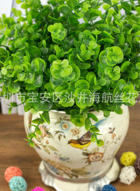 厂家供应 金钱叶水草植物仿真绢花假花 7叉35头大叶尤加利特价