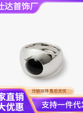 日韩新款秋冬小众设计感黑玛瑙戒指女设计感食指中指戒代发