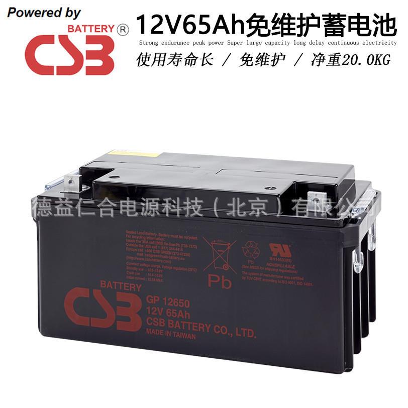 CSB蓄电池GP12650/12V65AH免维护UPS铅酸蓄电池电源