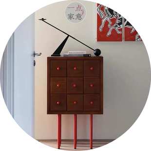 中古风斗柜餐边柜靠墙展示柜储物柜九格抽屉置物柜子外贸出口家具