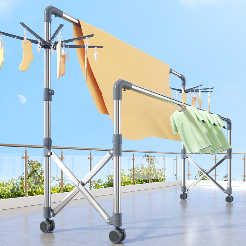 双杆不锈钢晾衣架可升降可折叠