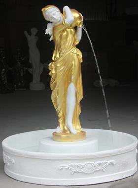 大型欧式流水喷泉人物雕塑户外别墅假山鱼池庭院水景花园装饰摆件