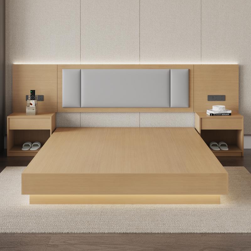 酒店专用床宾馆家俱标间全套民宿公寓双人床全季客房定制床箱厂家