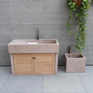 天然大理石材洗衣池带搓板阳台庭院水池台盆室外一体整石户外水槽