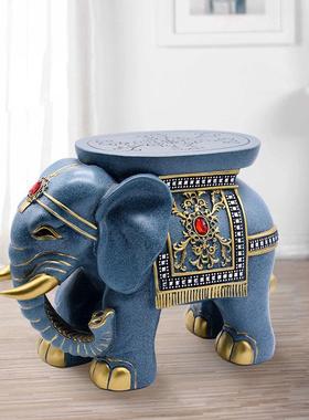 电视柜旁边落地摆件轻奢高档玄关客厅沙发北欧式大象收纳换鞋凳子