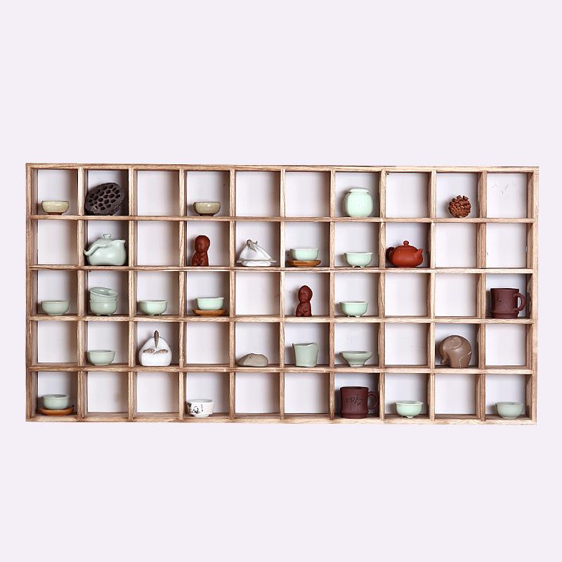 实木茶杯架收纳博古架置物架挂墙紫砂茶壶茶具展示柜壁挂式多宝阁