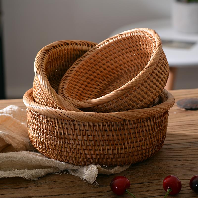 小篮子收纳篮迷你可爱藤编客厅家用家居零食糖果茶几田园收纳篮