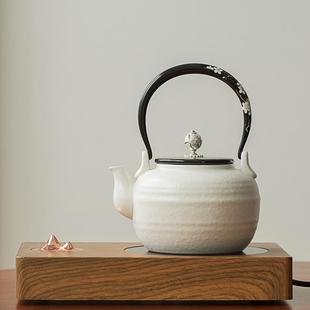陶壶烧水壶功夫茶具大号养生壶煮茶器三界电陶炉 白泥提梁煮茶壶
