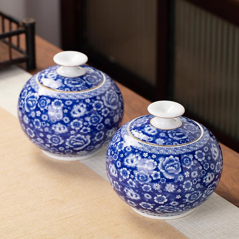 茶叶罐陶瓷茶叶罐一斤装单罐礼品盒通用包装豪礼防潮青花密封罐礼