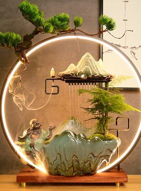 中式禅意陶瓷家居客厅招财流水摆件桌面循环加湿喷泉乔迁开业礼品