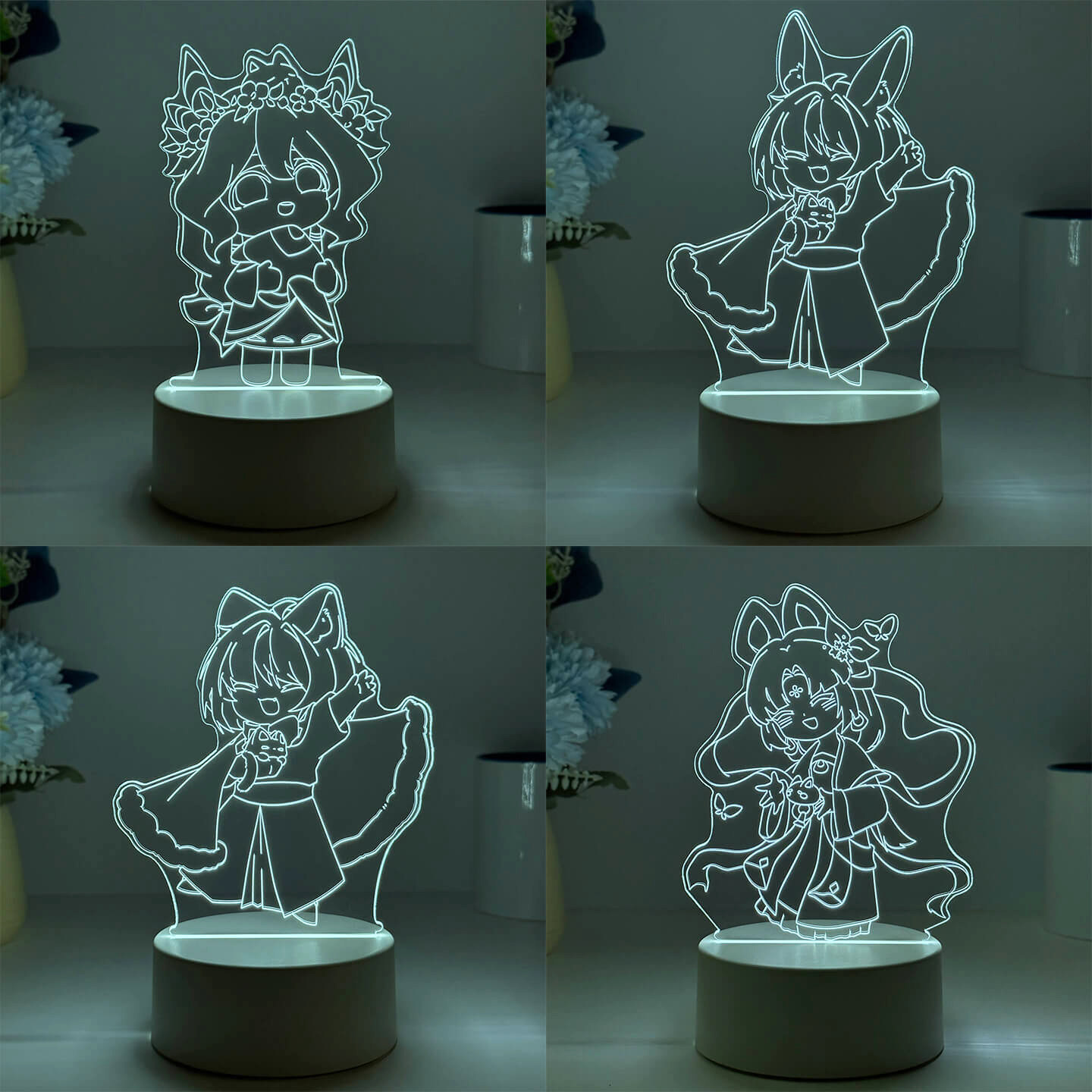 光遇周边巫师白鸟樱花环军帽女巫小夜灯摆件手办公仔玩偶生日礼物图片