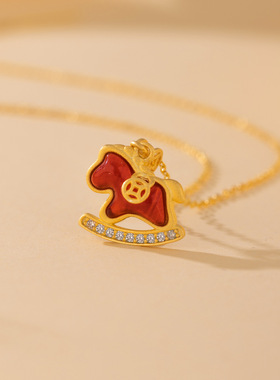 s925纯银红玛瑙马上有钱吊坠