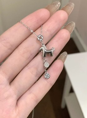 马上有钱项链女款马年吊坠