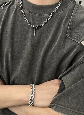 美式嘻哈十字架缠绕项链男