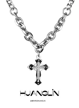 欧美风钛钢十字架项链情侣小众