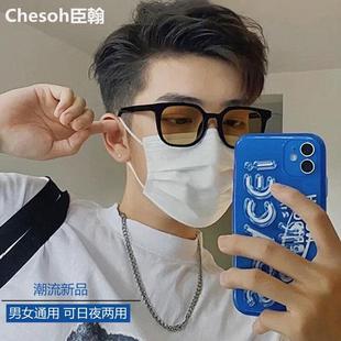 臣翰茶色墨镜男潮高级感网红黑框开车驾驶偏光太阳眼