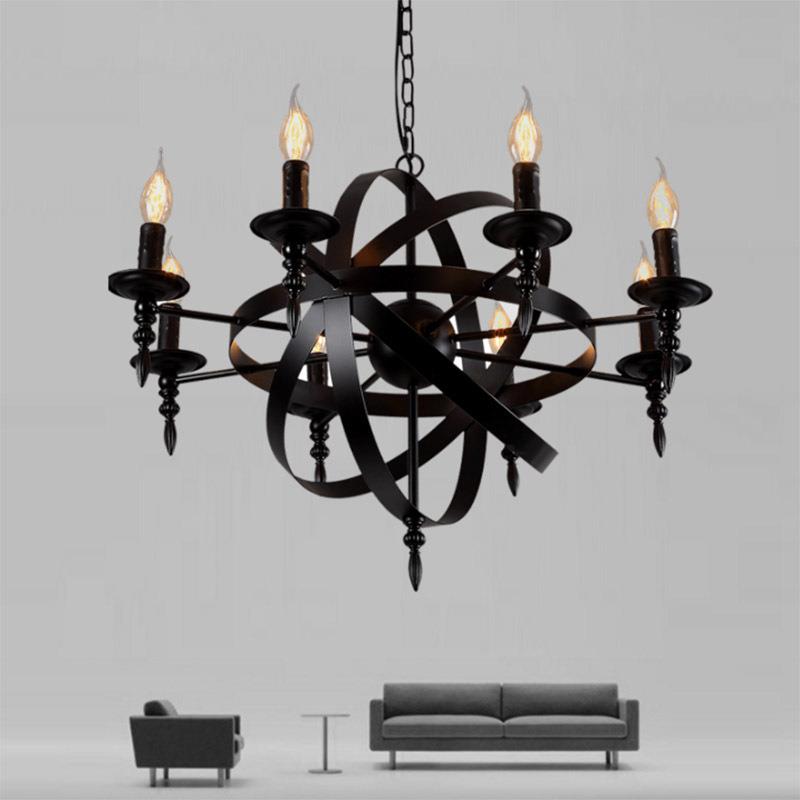 餐厅个性艺术复古工业吊灯美式怀旧客厅酒吧创意铁艺蜡烛吊灯
