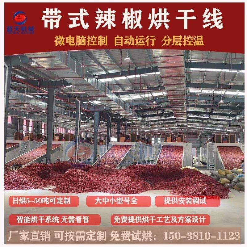 大型辣椒烘干设备 鲜红辣椒烘干机器 商用自动网带式中药材烘干机