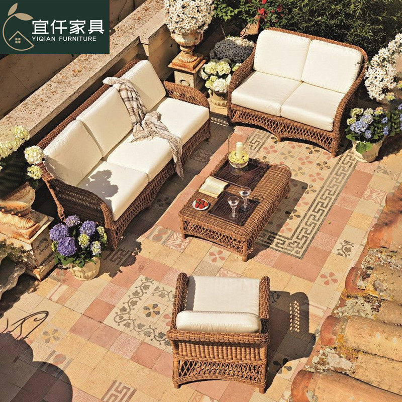 户外藤椅组合东南亚风格铝合金框架PE藤编U形沙发座椅家具,住宅家具,藤/竹沙发,淘宝优惠券,粉丝福利购,淘宝优惠卷